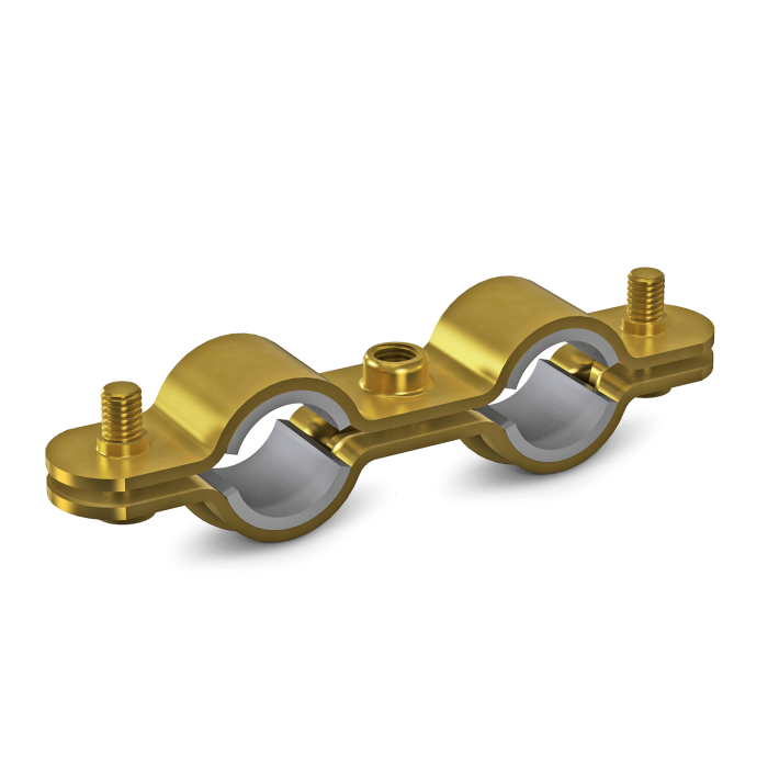 Metal holder double with noise cancellation insert for copper pipe NICZUK METALL 22 (20-23 mm), M8