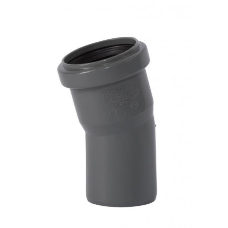 Iekšējais notekūdeņu elkonis WAVIN Optima 50 x 15°, pelēks
