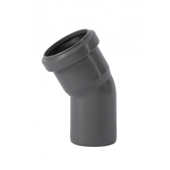 Iekšējo notekūdeņu elkonis WAVIN Optima 50 x 22°, pelēks