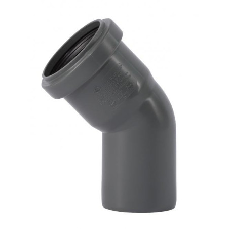 Iekšējo notekūdeņu elkonis WAVIN Optima 50 x 45°, pelēks