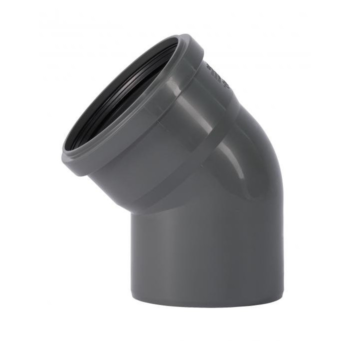 Iekšējais notekūdeņu elkonis WAVIN Optima 110 x 45°, pelēks