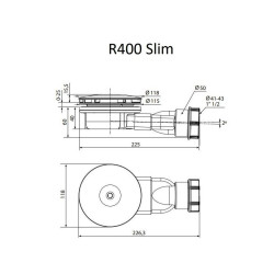 Langetatud sifoonide dušš salve RADAWAY R400 SLIM 90 mm jaoks