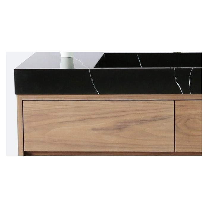 The washbasin is mounted on the furniture VITRAZ 1220 x 559 mm, black marble