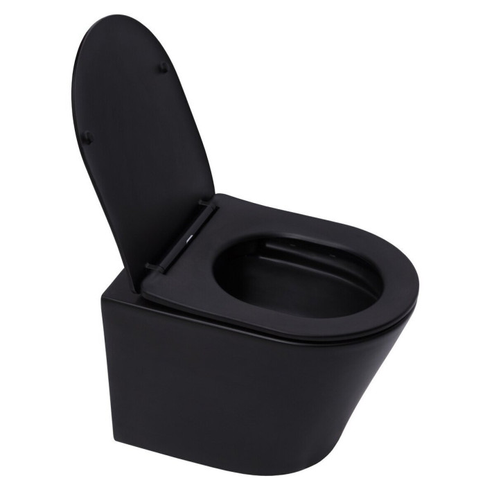 Suspended toilet SAT Infinitio Compact Rimless with Slim Slow close lid, black-matte