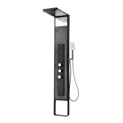 Stainless steel shower panel MEPAshower Wood 717 with thermostatic faucet