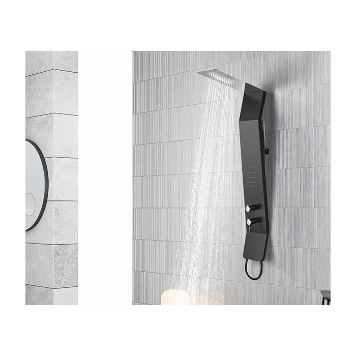 Dušo panelė MEPAshower Black-Al 717 su termostatiniu maišytuva