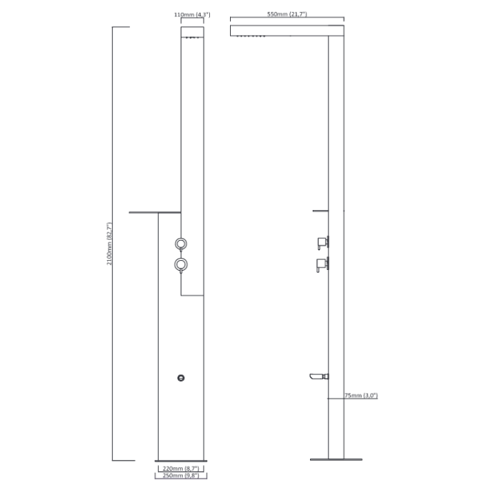 Välidušipaneel MEPAshower steel 717