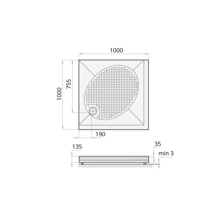 Use stone shower tray PAA Art KV (Choice of different sizes)