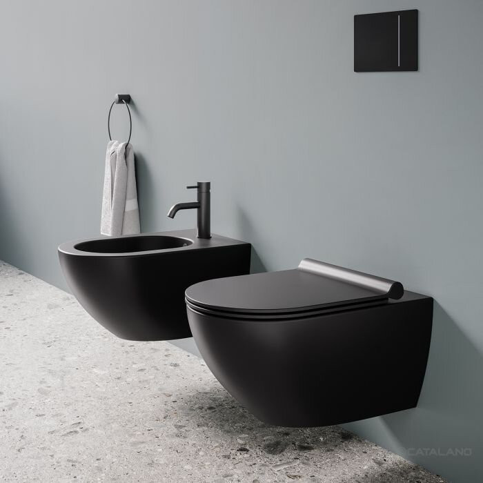 Hanging toilet CATALANO Sphere Rimless with Slim Slow close lid, black-matte