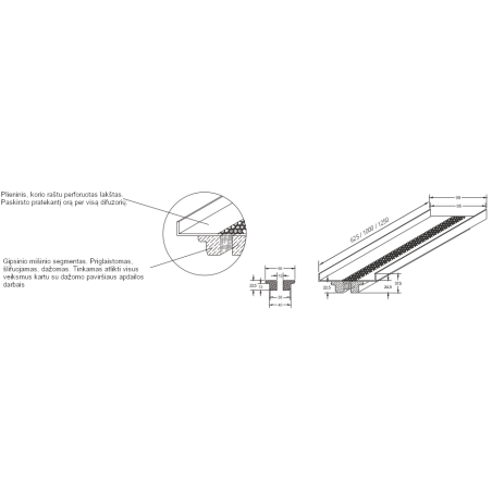 Ar spraugām aprīkots vāka difuzors VENTMANN 1. līnija, L - 1250 mm