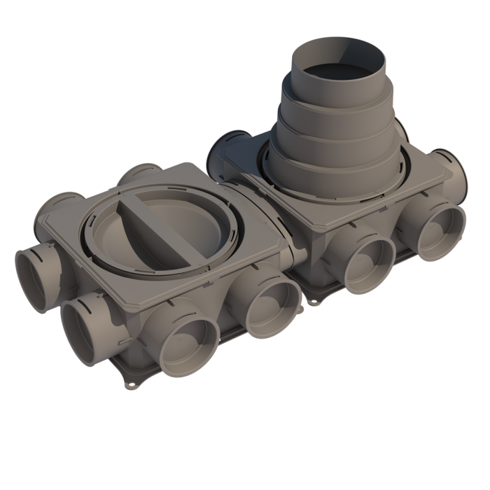 Air distribution manifold UBBINK Air Excellent DBOX 212 Dn 125 - 12 x Dn 75