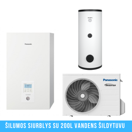 J viimase põlvkonna soojuspumbaga õhk - vesi 5 kW PANASONIC, võimsusega 200 l, ühefaasiline