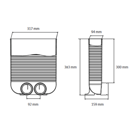 Plastmasas grīdas režģa kaste UBBINK Air Excellent 309 x 86 mm - 2 x Dn 75