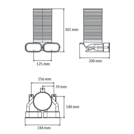 Diffuser box 90° UBBINK Air Excellent Dn 125 - 2 x Dn 100 x 50