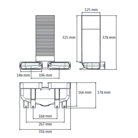 Difuusori kast 90° UBBINK Air Excellent Dn 125 - 2 x Dn 140 x 50 mm