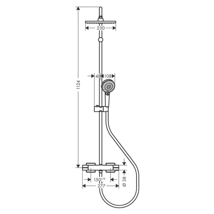 Termostatinė dušo sistema HANSGROHE Vernis Shape 230, 26286670