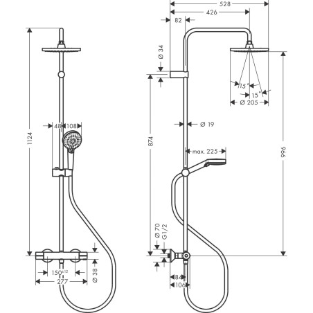 Termostata dušas sistēma HANSGROHE Vernis Shape 200 1jet, 26276670