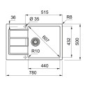 Tektoniskā izlietne FRANKE Sirius S2D 611-78XL, 78x50 cm, Arctic white