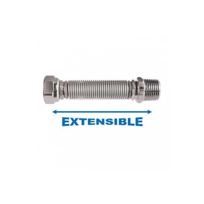 Elastīga nerūsējošā tērauda šļūtene MEPA Luxury 90-140 mm (DN12) 1/2"" vidējā / 1/2"" ārpuse