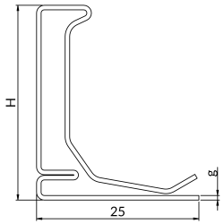 Duct profile L-shaped NICZUK OW-20-2500, long 2.5 meters