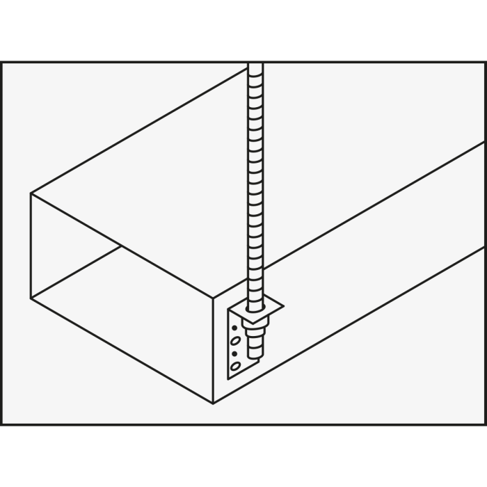Mounting for the duct L-shaped (with shock absorbers) NICZUK UWL
