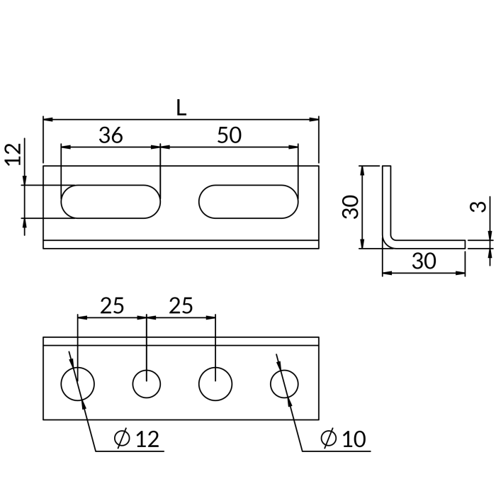 Perforeeritud profiil L-kujuline NICZUK 30 x 30 mm/3 mm, pikk 2 meetrit