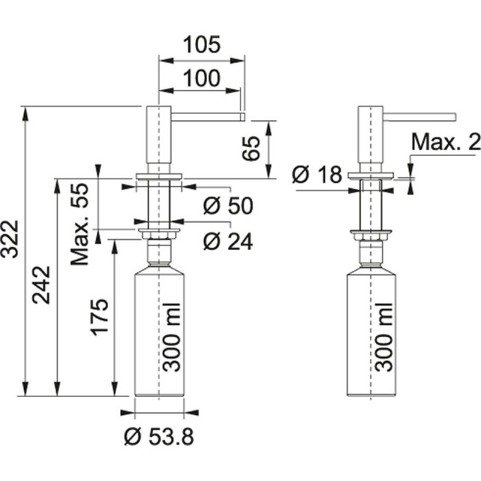 Seebidosaator FRANKE Active Plus, must-matt