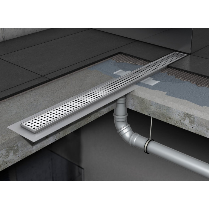 Dušas kanālu komplekts ACO ShowerDrain C ar horizontālu atloku, ar režģi Wave 3 in 1, (dažāda garuma izvēle)