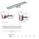 Shower channel set ACO ShowerDrain C vertical flange, with grille Square 3 in 1, (Choice of different lengths)