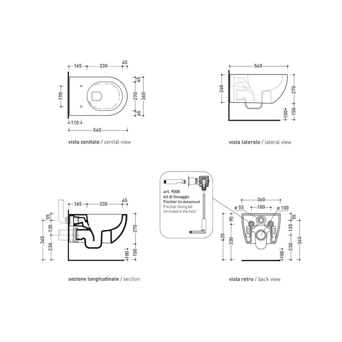 Suspended toilet FLAMINIA App Go SILENT with Slim Slow close cover