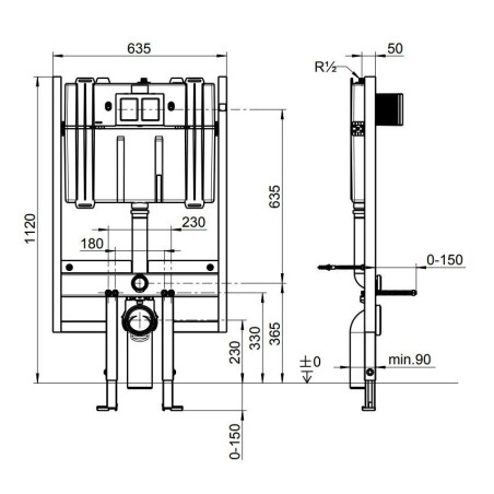 Potinkinis rėmas VILLEROY & BOSH ViConnect 90 mm Compact 92247600 (2 in 1)