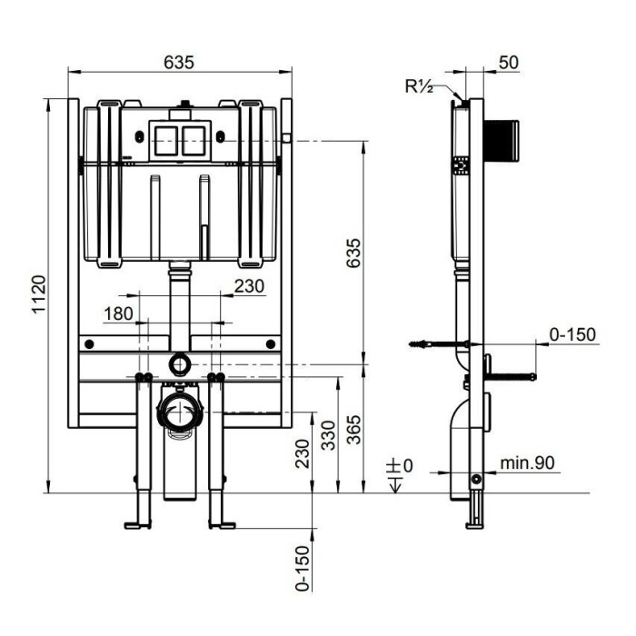 Priekšsienas rāmis VILLEROY & BOSH ViConnect 90 mm Kompakts 92247600 (2 pret 1)