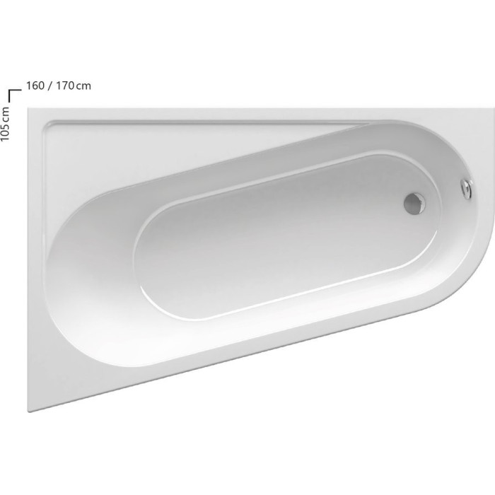 Acrylic asymmetric bath RAVAK Chrome 1600 x 1050, left (From exposure)