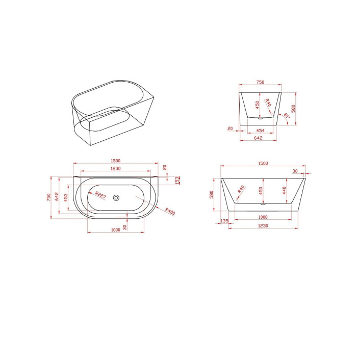 Акриловая ванна MEPA Free Slim C, 150 x 75 см