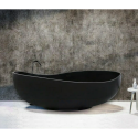 Akmens masės vonia MEPA Bend Matt-Black 184 x 112 cm su juodu matiniu sifonu