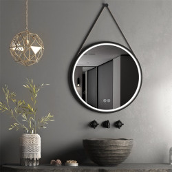 Mirror ornament is LED shelling MEPA Round 60 x 60 cm, with black-matte frame