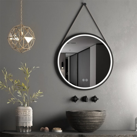 Spoguļa rotājums ir LED čaula MEPA Apaļš 60 x 60 cm, ar melni matētu rāmi