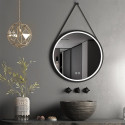 Mirror ornament is LED shelling MEPA Round 60 x 60 cm, with black-matte frame