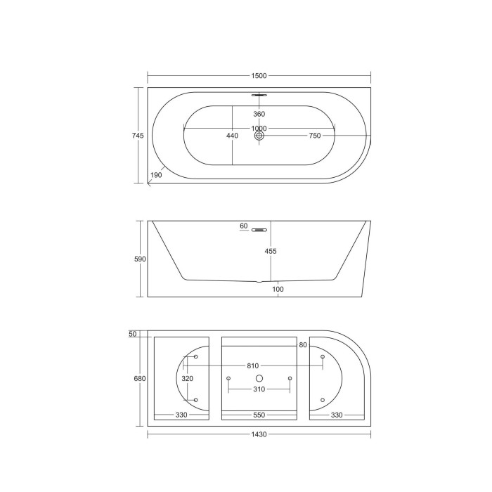 Aitādas vanna MEPA Corner L, 150 x 75 cm