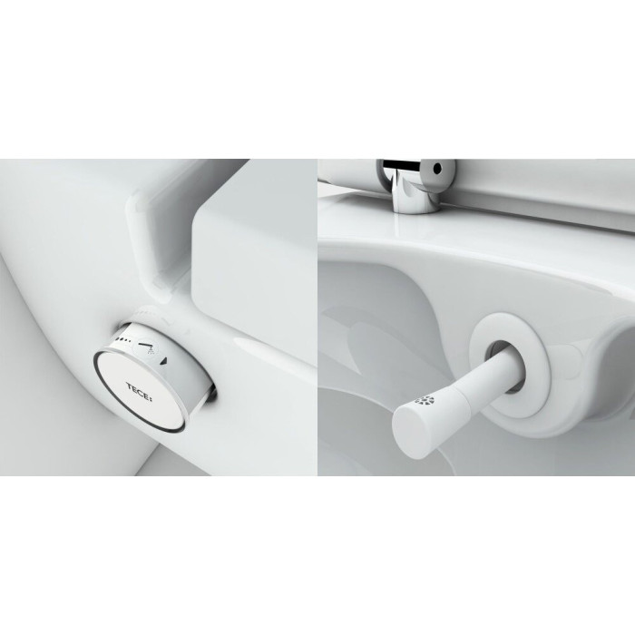 Suspended toilet with bidet function TECEone Rimless with seat and lid
