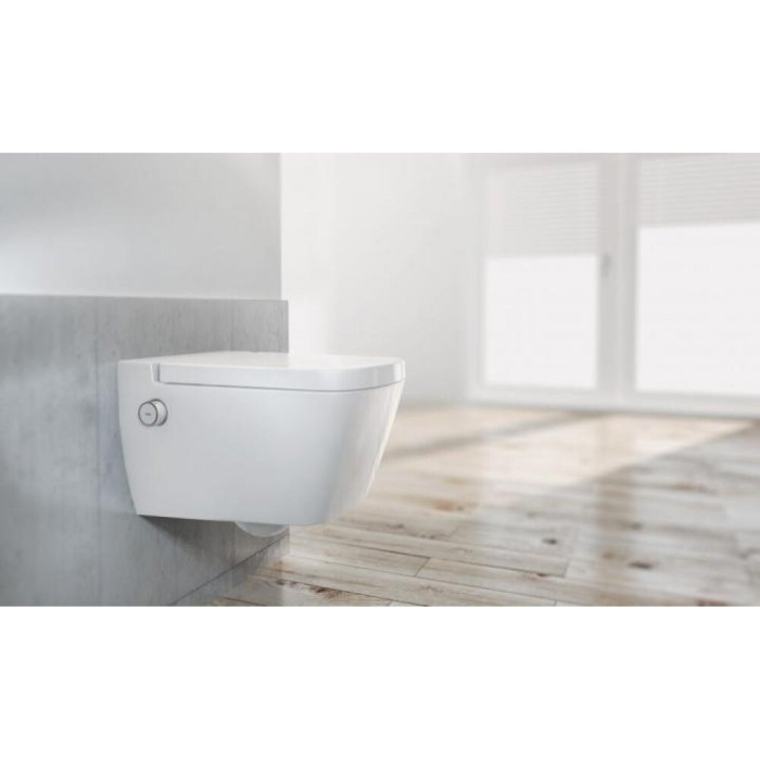 Suspended toilet with bidet function TECEone Rimless with seat and lid