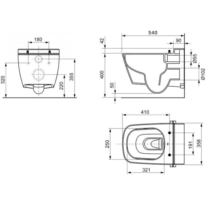 Piekaramā tualete ar bidē funkciju TECEone Rimless ar sēdekli un vāku