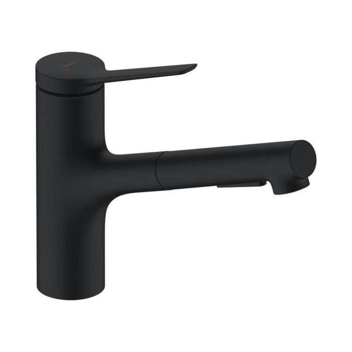 Kitchen (sink) faucet with retractable hose HANSGROHE Zesis M33, black-matte, 74800670