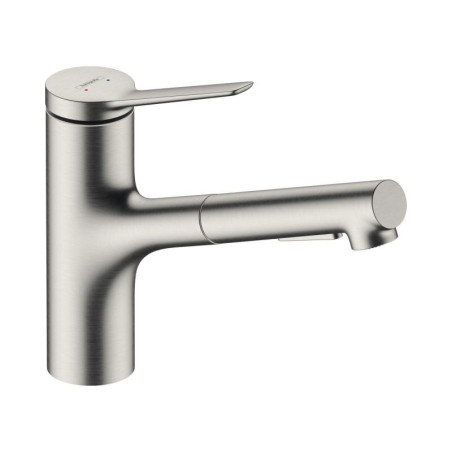 Virtuves (izlietnes) jaucējkrāns ar ievelkamu šļūteni HANSGROHE Zesis M33, nerūsējošais tērauds, 74800800