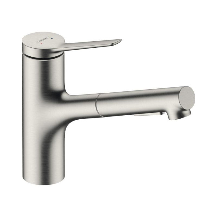 Köögi (valamu) kraan sissetõmmatava voolikuga HANSGROHE Zesis M33, roostevabast terasest, 74800800