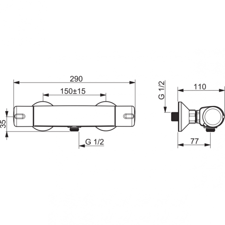 Thermostatic shower faucet ORAS Nova, chrome plated, 7470U