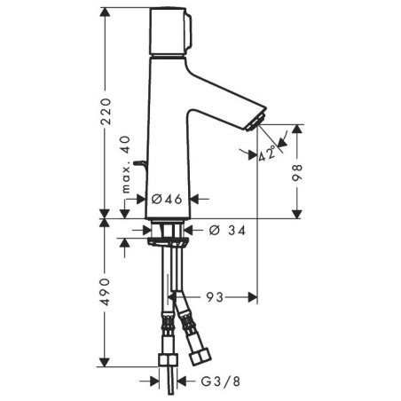 Praustuvo maišytuvas HANSGROHE Talis Select S 100 su dugno vožtuvu, 72042000