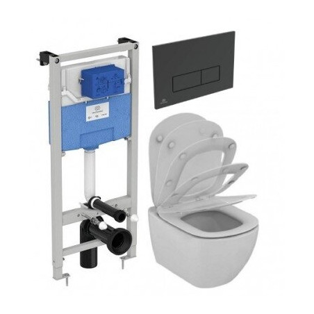 Apakštīkla WC komplekti IDEAL STANDARD (6 in 1), melni matēta poga