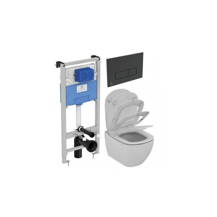 Apakštīkla WC komplekti IDEAL STANDARD (6 in 1), melni matēta poga