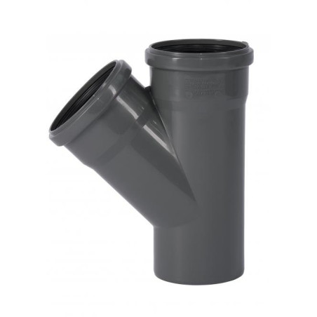 Тройник для внутренней канализации WAVIN Optima 110 x 75/45°, серый